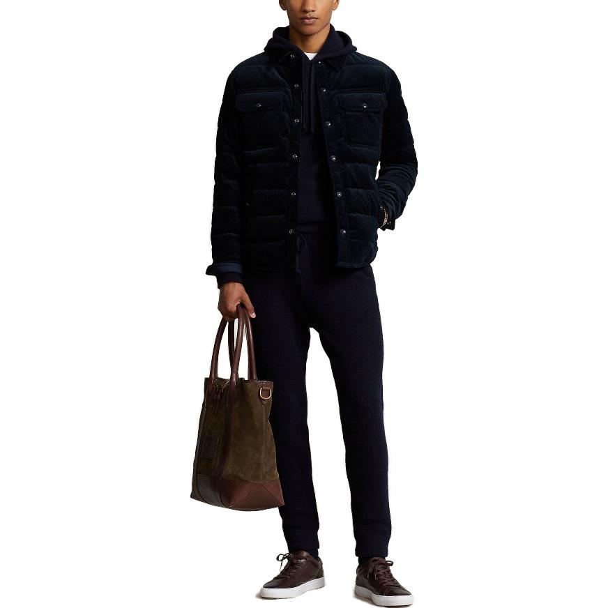 Однобортная куртка с вышитым логотипом Polo Ralph Lauren, мужская куртка темно-синего цвета MNPOOTW16021208-410