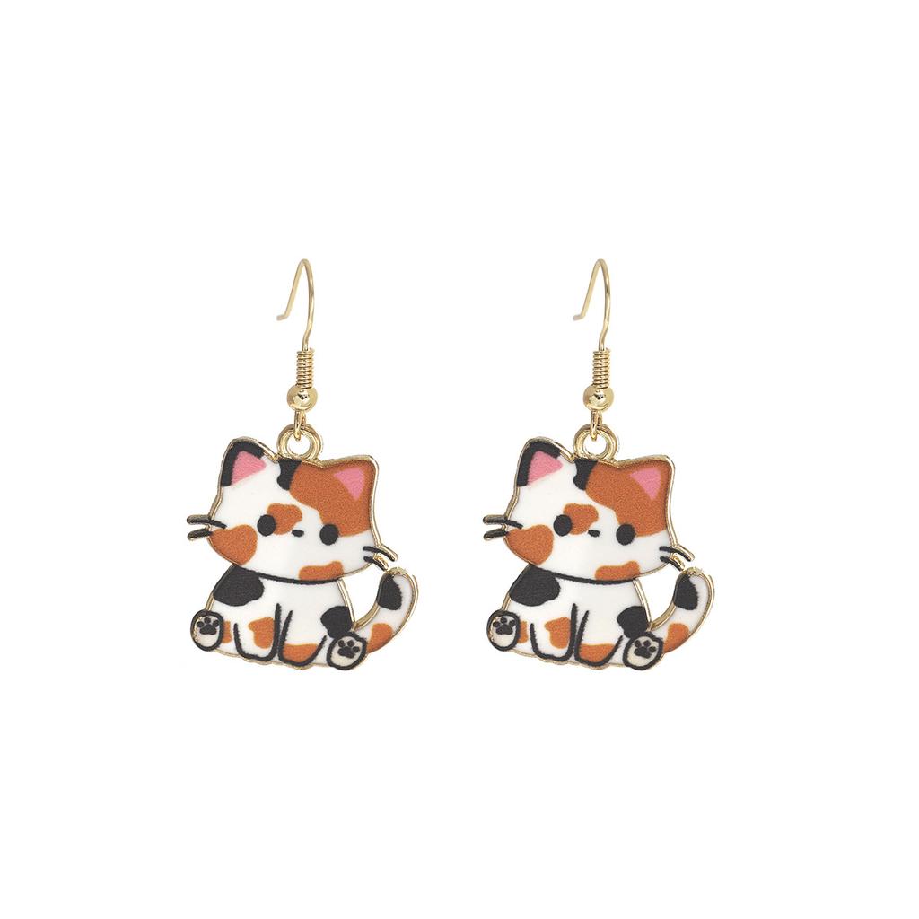 Fun Cartoon Cute Kitten Earrings, Creative Simple Earrings Animal Earrings