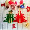 12pcs Christmas Tree-Shaped Felt Utensil Holders - Red & Green Holiday Table Decor with Star Accents, Durable Felt Cutlery