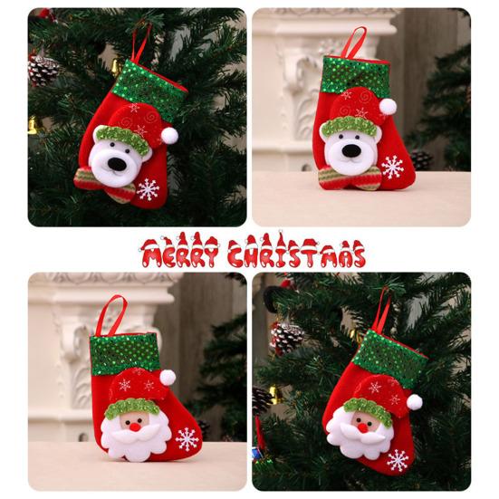Mini Christmas Stockings 6 Inch Small Christmas Stockings with Glitter Sequin Cuff 3D Snowman Bear Santa Claus Reindeer Hanging Socks