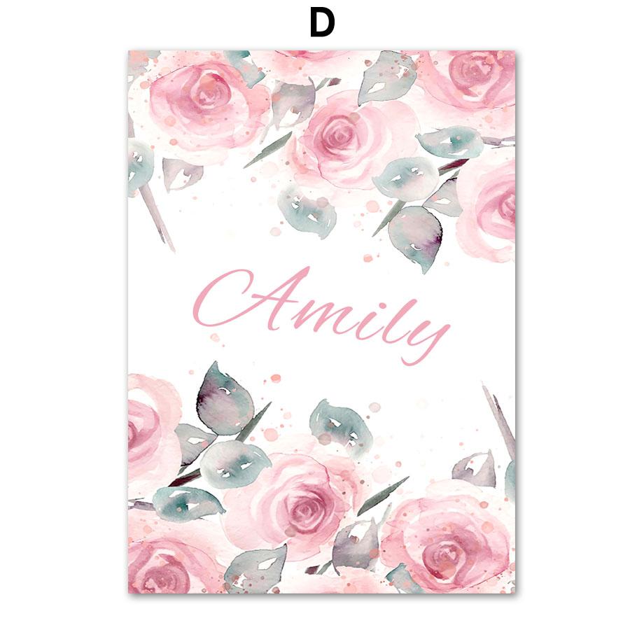 Розовая принцесса, бабочка, единорог, корона, имя на заказ, настенное искусство, холст, живопись, постеры и принты, фотографии для девочек, декор для детской комнаты