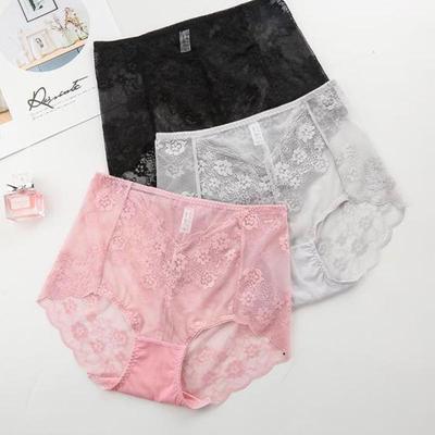 Женское кружевное сексуальное нижнее белье больших размеров, кружевные трусики с высокой посадкой для формирования тела, дышащие, прозрачные, телесного цвета, бесшовные