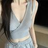 Pure desire chic sweet babes sexy suspender vest women's summer outer wear inner design sense niche short v-neck top