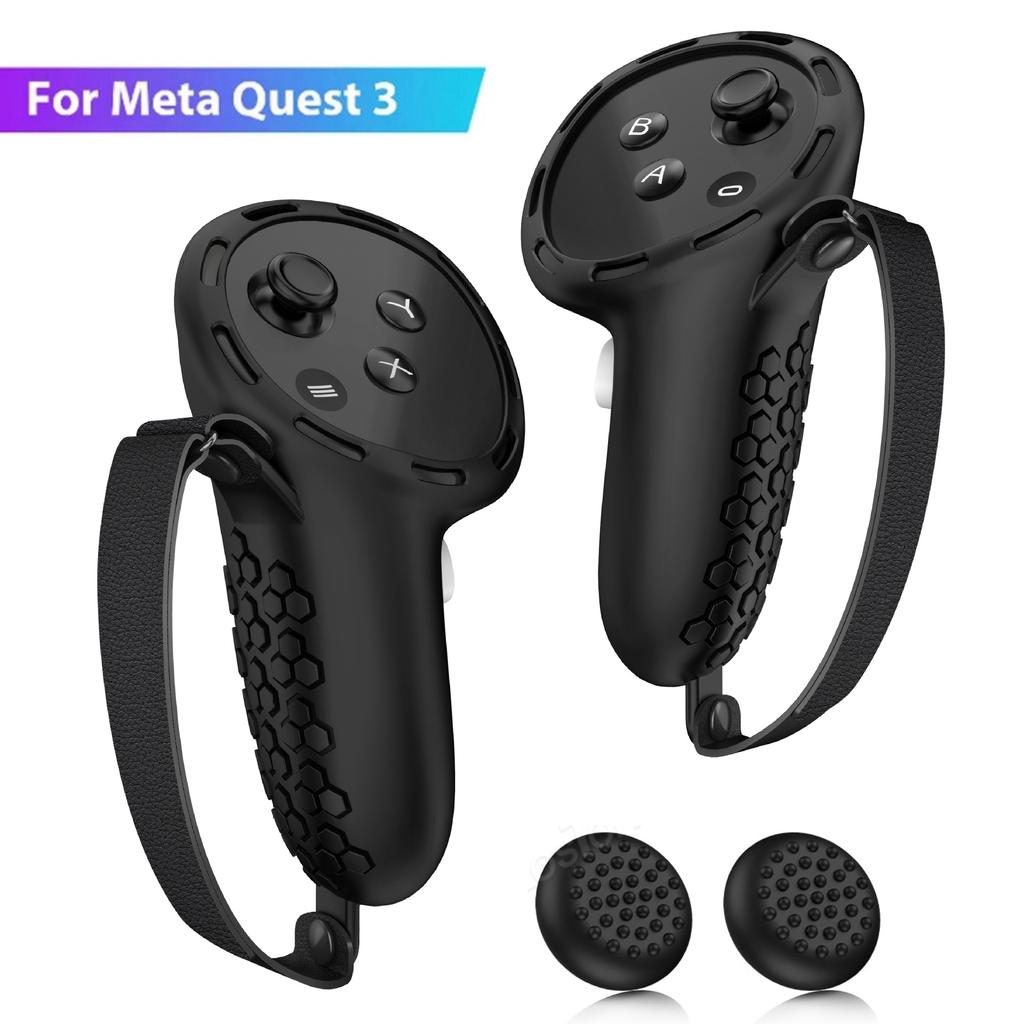 Silicone Protective Cover for Meta Quest 3 VR Controller Anti-Throw Handle Protector Caser with Strap for Quest 3 Accessories