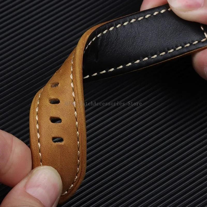 Watch Band Cowhide Crazy Horse Sport Bracelets Men Women Business Watch Band Soft Wristband Genuine Leather Strap for Panerai 20/22/24/26mm
