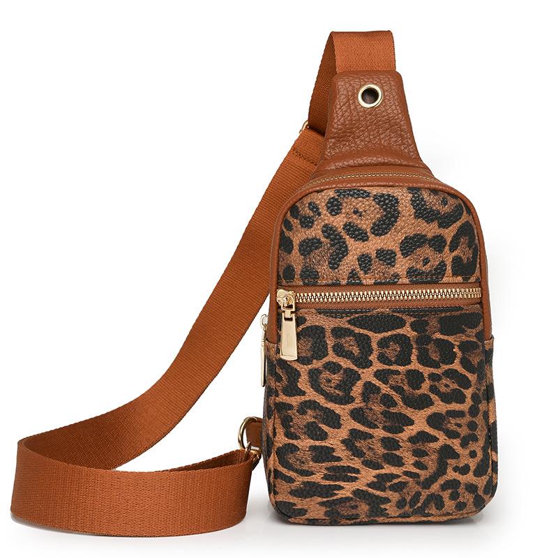Нагрудная сумка с леопардовым принтом, женская сумка через плечо, контрастная по цвету сумка для мобильного телефона на плечо, маленькая сумка