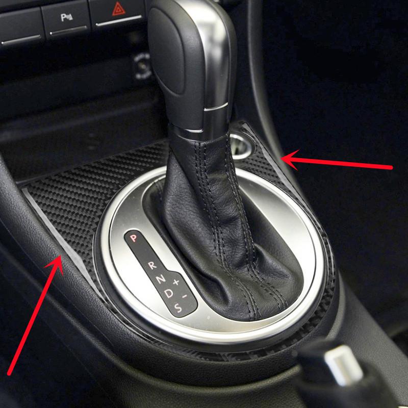 Накладка на панель передач из настоящего углеродного волокна для Volkswagen VW Beetle 2012-наклейка на панель переключения автомобиля, внутренняя отделка