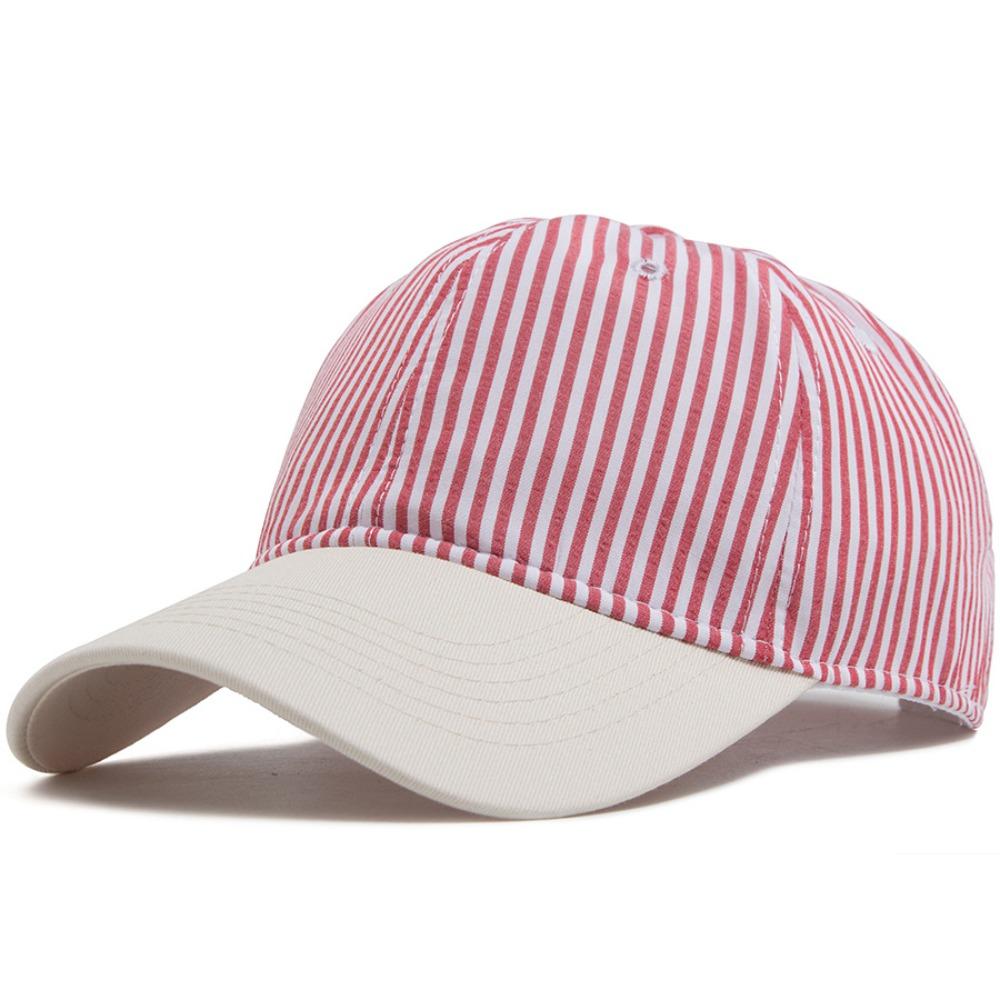 Soft Top Striped Design Baseball Cap Adjustable Sun Protection Casual Hat Breathable Lightweight Peaked Caps For Women Men