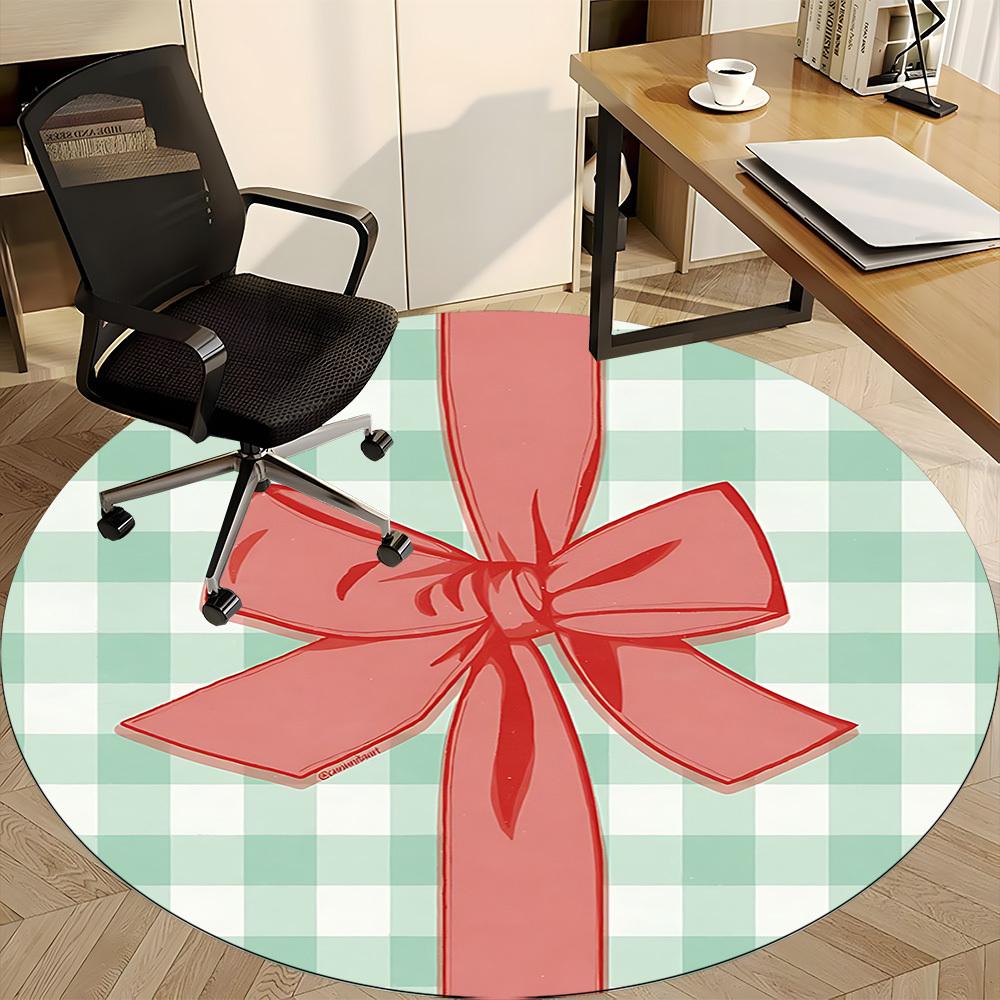 1pc Bow Ribbon Chair Carpet for Office Non Slip, Lightweight, Machine Washable Rug for Office Holiday Decor