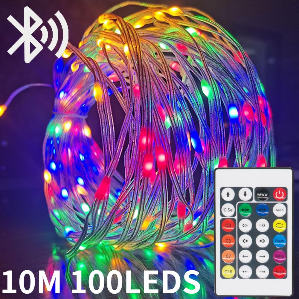 Светодиодный сказочный гирляндный светильник с дистанционным управлением через Bluetooth USB, умная гирлянда, лампа-гирлянда, светодиодный уличный крытый рождественский свет для спальни и вечеринки