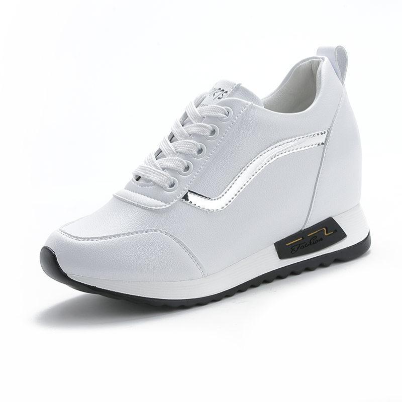 Fujin Маленькие белые туфли Студентки Дикие спортивные туфли Женские повседневные туфли на толстой подошве с увеличенной подошвой