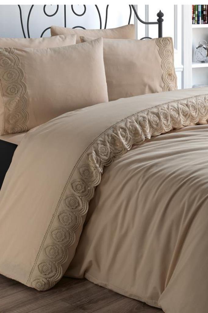 Комплект пододеяльников Ceylin 6шт, Пододеяльник 200х220, Простыня 240х260 Хлопчатобумажная ткань, Полный размер, Двойной размер Бежевый