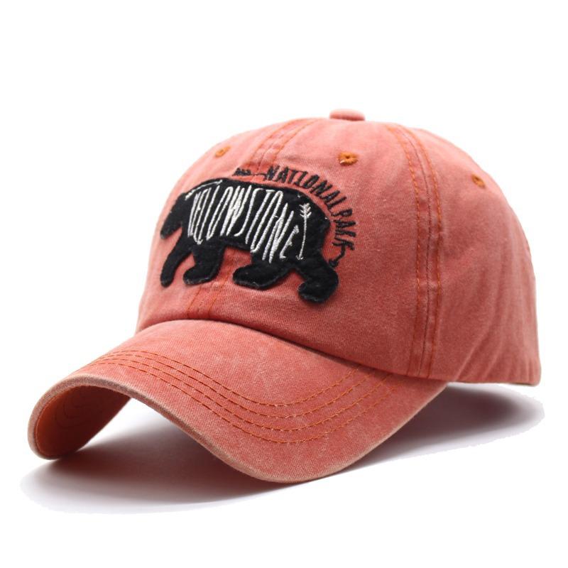 New Polar Bear Washed Embroidered Baseball Cap Ladies Vintage Casual Fishing Cap Men's Outdoor Sun Hat