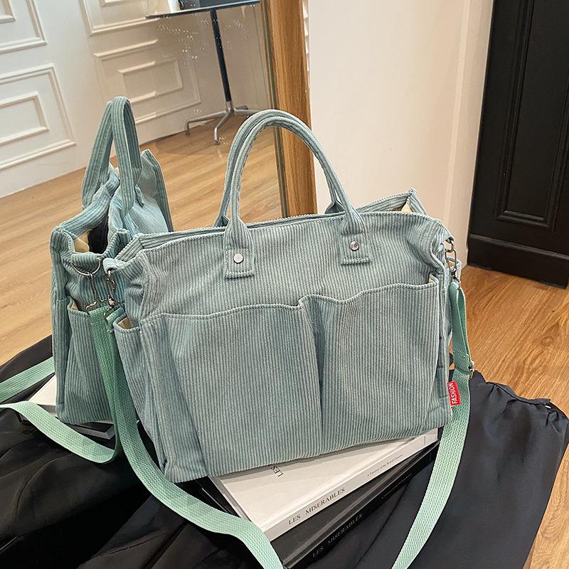 Повседневная простая наплечная сумка-тоут, сумка-мессенджер, женская вельветовая сумка большой вместимости, женская новая сумочка