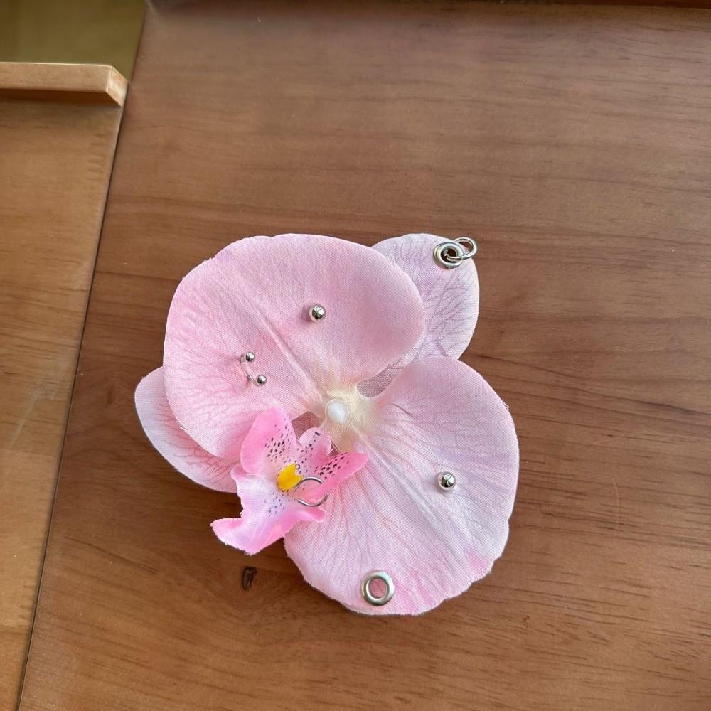 Gifts Phalaenopsis Orchid Keychain Cloth Backpack Hangings Decor Simulation Flower Keyring  Bag