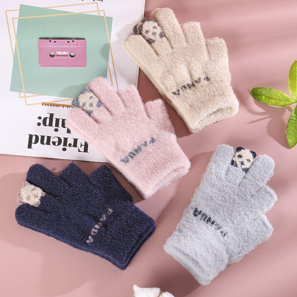 Kawaii Thicken Cycling  Letter Panda Women Winter Gloves Korean Mittens Outdoor Gloves