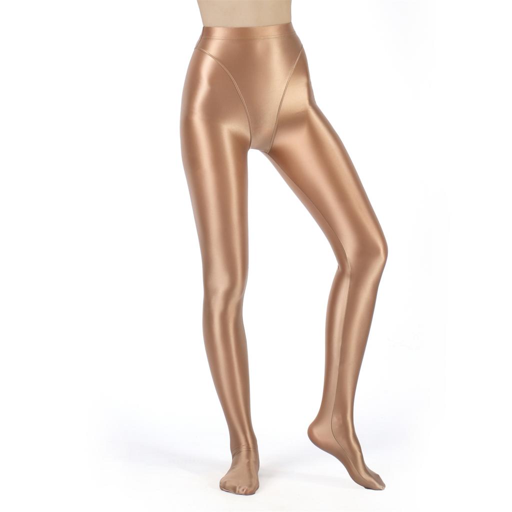 Womens Metallic Fake Two-Piece Tights High Waist Yoga Fitness Leggings