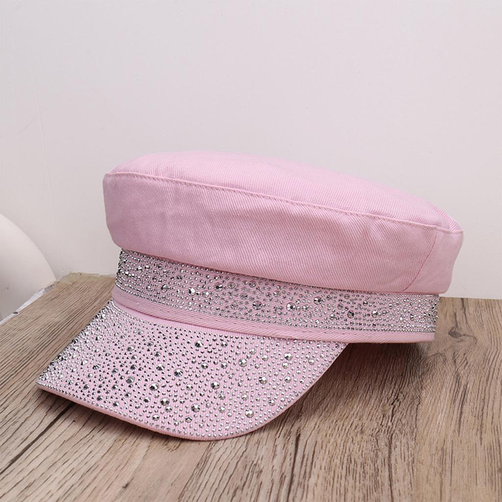 Женская бейсболка с плоским верхом, украшенная блестящими стразами, модная солнцезащитная шляпа для женщин, уличная повседневная шляпа в стиле берета, один размер