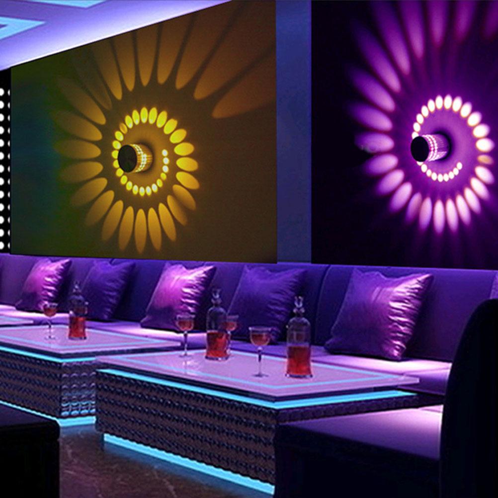 3 Вт RGB светодиодный настенный светильник Лампа Спиральное отверстие Светящееся освещение Бра с контроллером для KTV Бара