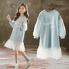 2024 Spring/Autumn Long Sleeve Princess Dress with Sweater & Gauze Skirt for Girls