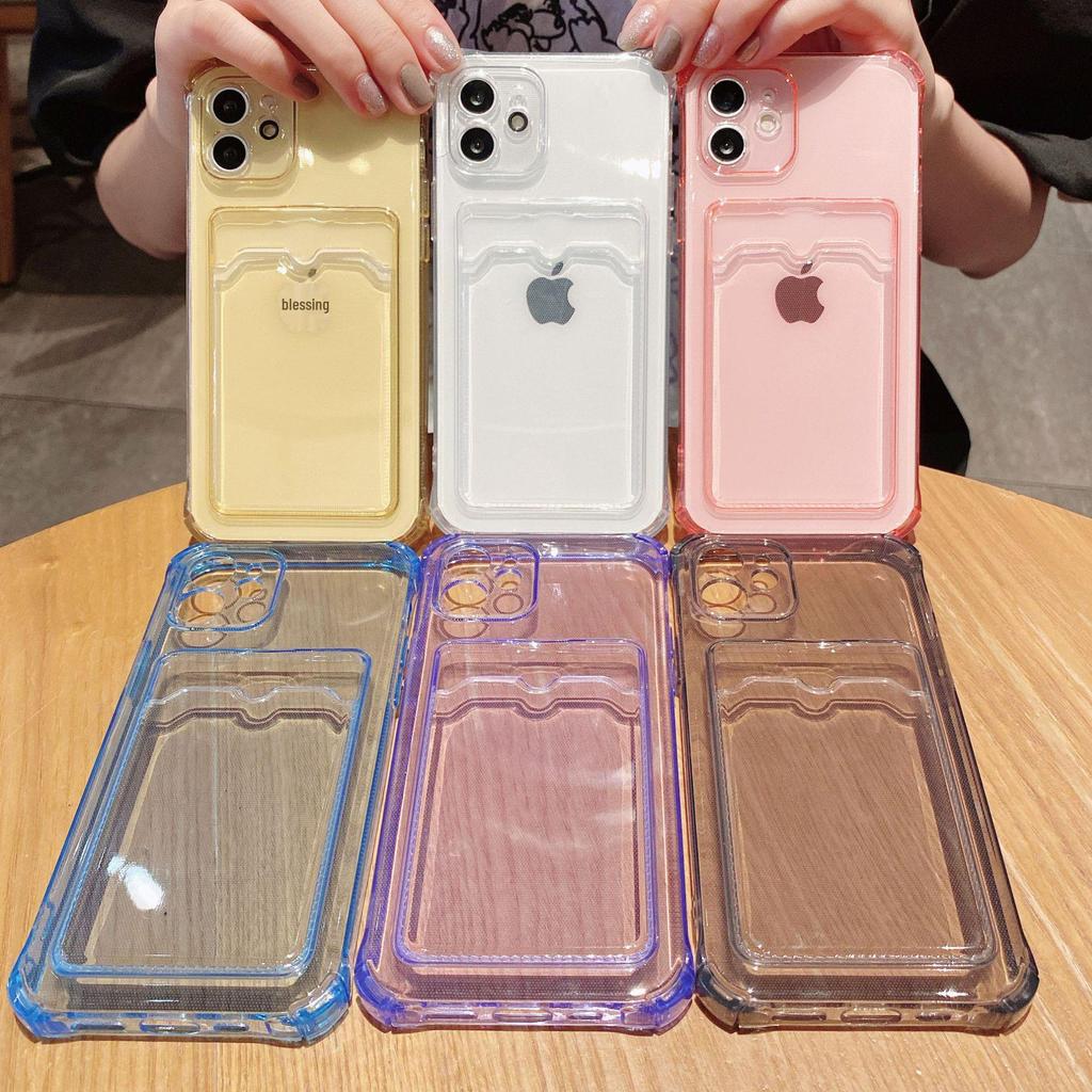 Прозрачный чехол-держатель для карт TPU для Apple 11/14/15/16Pro/Xs