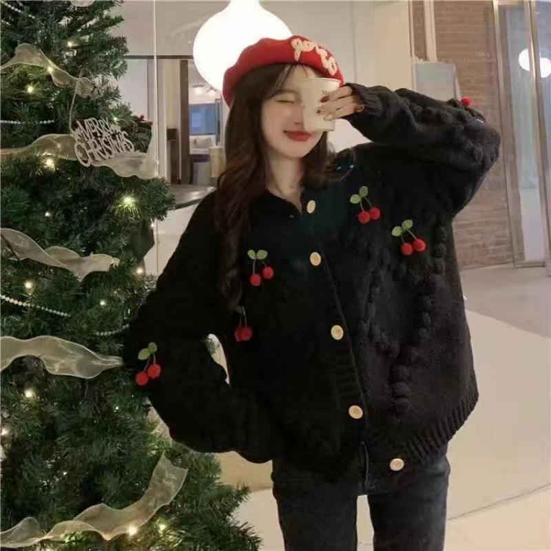 Женский вязаный кардиган Design Sense ниши вишневого цвета, высококачественный и уникальный мягкий клеевой свитер, женский весенне-осенний кардиган