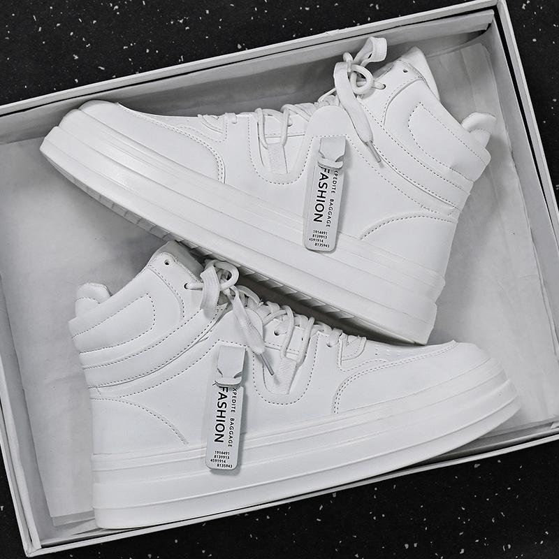 Новые весенние мужские ботинки Корейская версия Модная повседневная обувь Высокие кеды Белые ботинки Чжунбан Короткие ботинки Мужские кроссовки