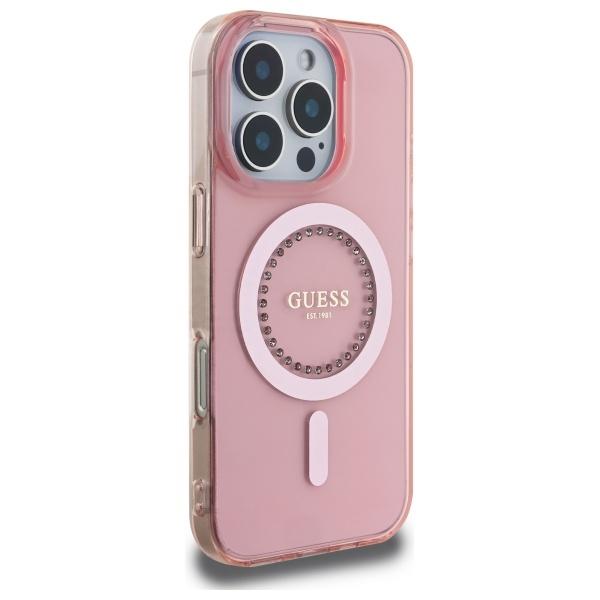 Guess Guhmp16Lpftdtep Iphone 16 Pro 6.3 Różowy/Pink Hardcase Iml Cyrkonie Magsafe