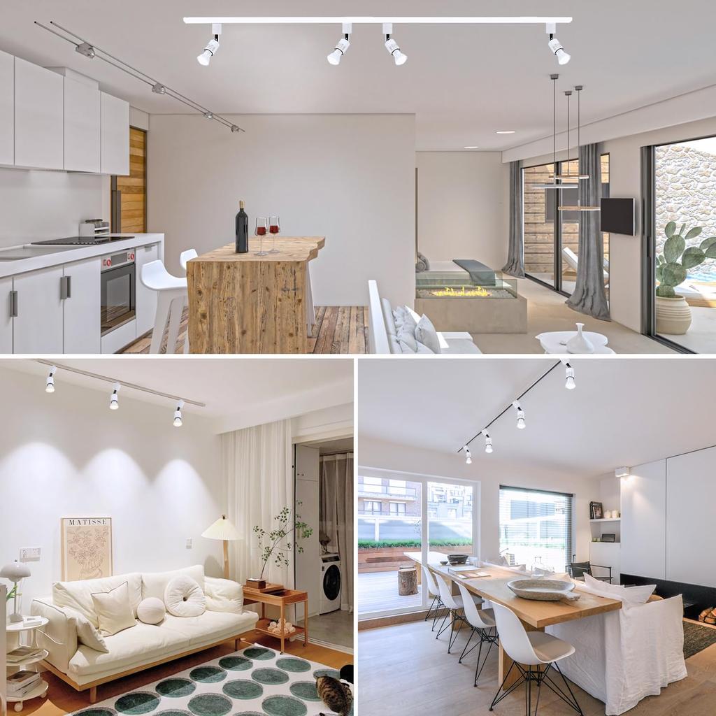 Pispoer Duct Rail Spotlight - E26 Base with 5.5W LED Bulb (60W Halogen Equivalent) RA95 550LM Non-Dimmable 90-Degree Beam Angle - Duct Rail Light -