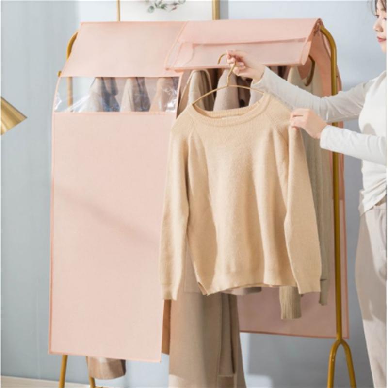 Simple Solid Color Clothes Dust Cover Thickened Non-woven Coat Hanger Cover Cloth Household Clothing Storage Dust Cover