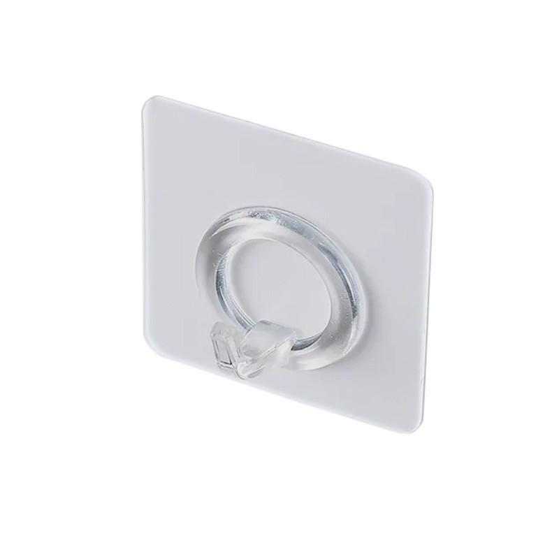 Многослойная клейкая настенная полка для хранения с прозрачными крючками для ванной комнаты