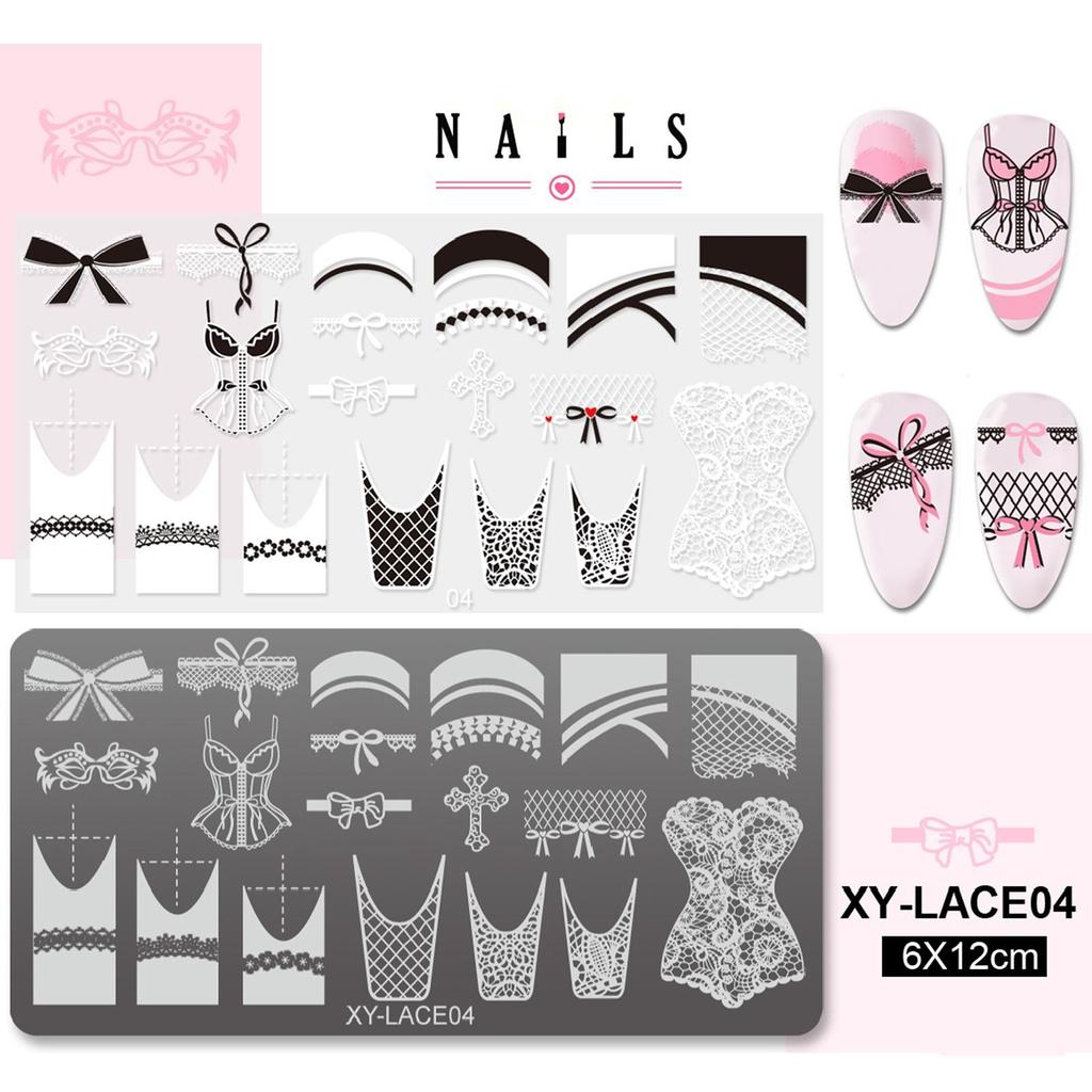 Французский стиль ногтей штампованные пластины кружево нержавеющая сталь трафареты печать на ногтях маникюрные инструменты для штамповки
