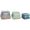 Набор корзин - DKD HOME DECOR - Стандартный - Хлопок и бамбук - 49 x 30 x 30 см - Синий и бирюзовый