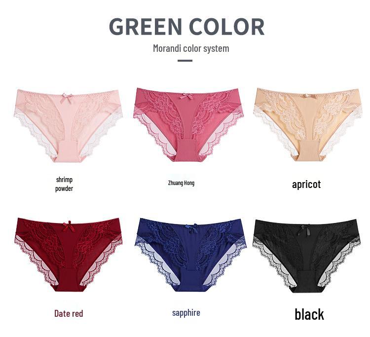European & American Low-Rise Lace Ice Silk Panties - Women's Sexy Underwear with Cotton Crotch