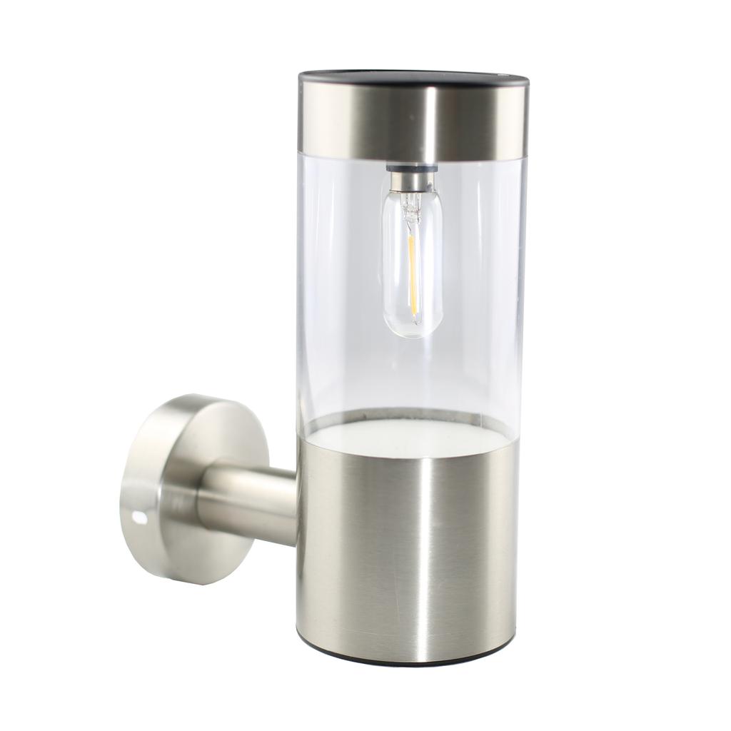 Stainless Steel Solar Garden Wall Lights with Replaceable LED Filament Bulb Eco-Friendly IP54 Rated