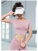 Women's Short Sleeve Yoga Crop Top with Chest Pads - Tight Fit Running and Fitness Vest
