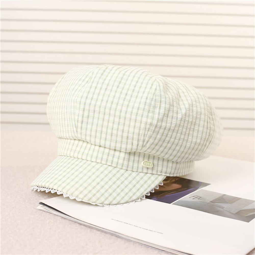 Тонкие клетчатые береты Y2k восьмиугольная шляпа новые кепки газетчика уличные