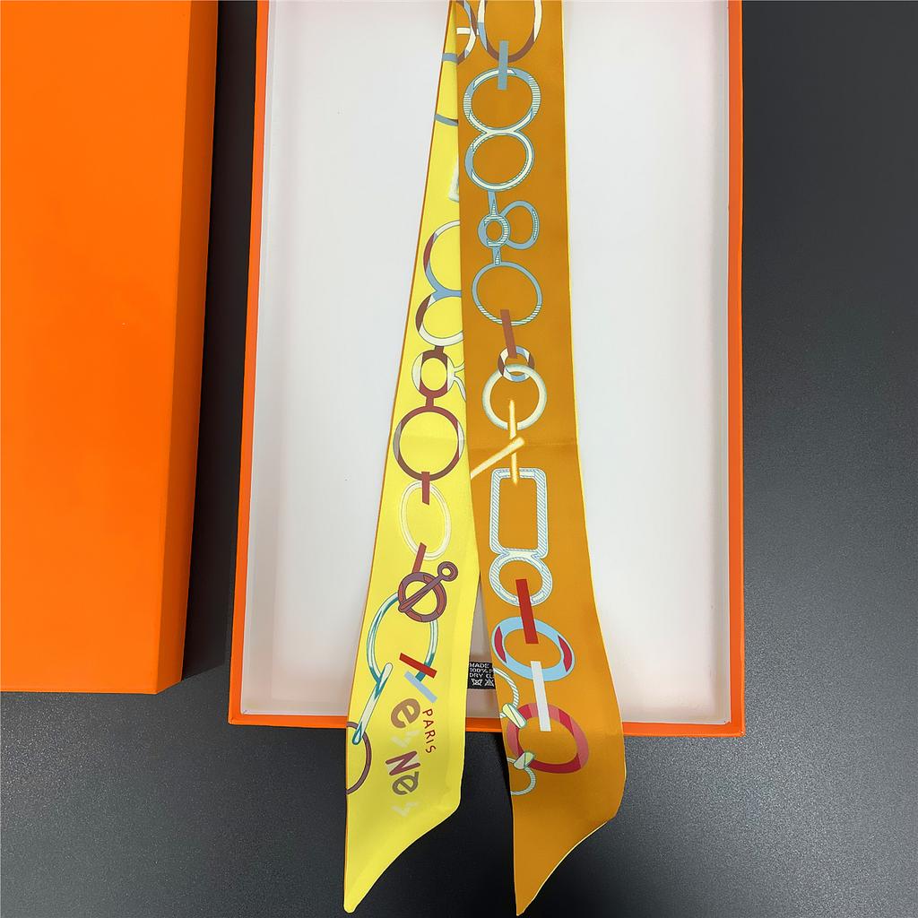 2024 Бренд Дизайн Клетчатый Шелковый Шарф Роскошный Шарф Женский Фуляр Узкая Сумка Шарфы Шейный Платок Для Женщин Модная Повязка На Голову Для Волос