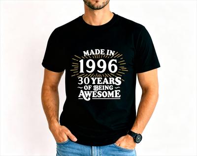 Сделано в 1996 году 30 Лет Бытия Футболка Футболка на 30-й День Рождения Рубашка Футболка Подарок на День Рождения для Унисекс Счастливого Дня Рождения Футболка