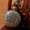 Retro Fashion Men's Bronze Pocket Watch,Classic Vintage Freemasonry Pattern Design Necklace Pendant Pocket Watch,ideal Choice for Gifts