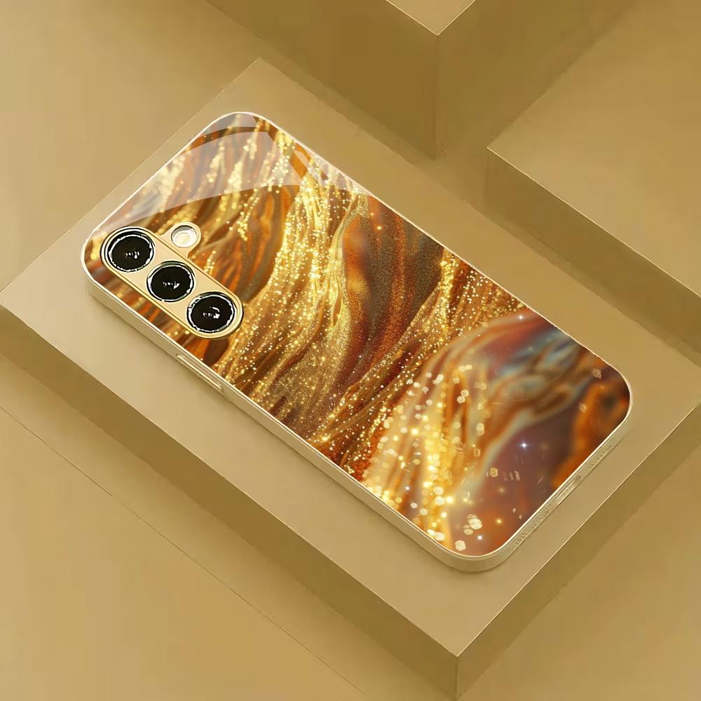 Закаленное стекло для телефона с узором 'Золотой песок', подходит для Samsung Galaxy S26 S25 S24 S22 S21 S20 FE/Ultra/Plus, противоударное