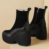 Fashion Winter New Thick Heel Cotton Boots Women Fashion Round Head Stitching Suede Side Zipper Thick Sole Non-slip Short Boots