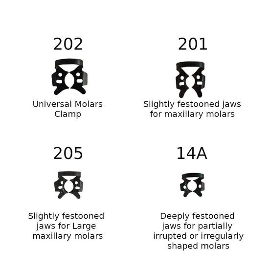 Набор клампов для коффердама Waldent Титан Черный (Набор из 11 шт.) (K16/4)