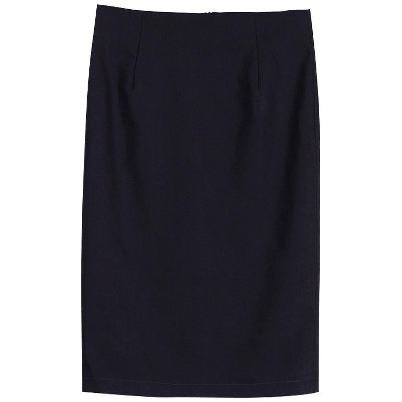 Women's High Waist Mid-Length Summer Skirt with Slit - Work Style, Hip-Wrapped One-Step Design