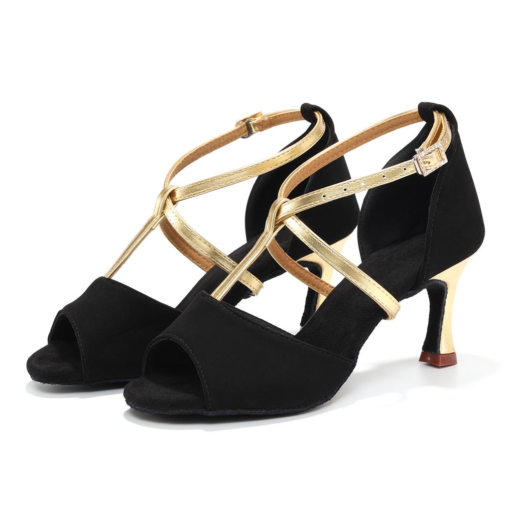 Кожаные Женские Туфли для Современного Танца с Открытым Носком Туфли для Латиноамериканских Танцев Женские Вечерние Бальные Стандартные Туфли на Каблуке 7 см