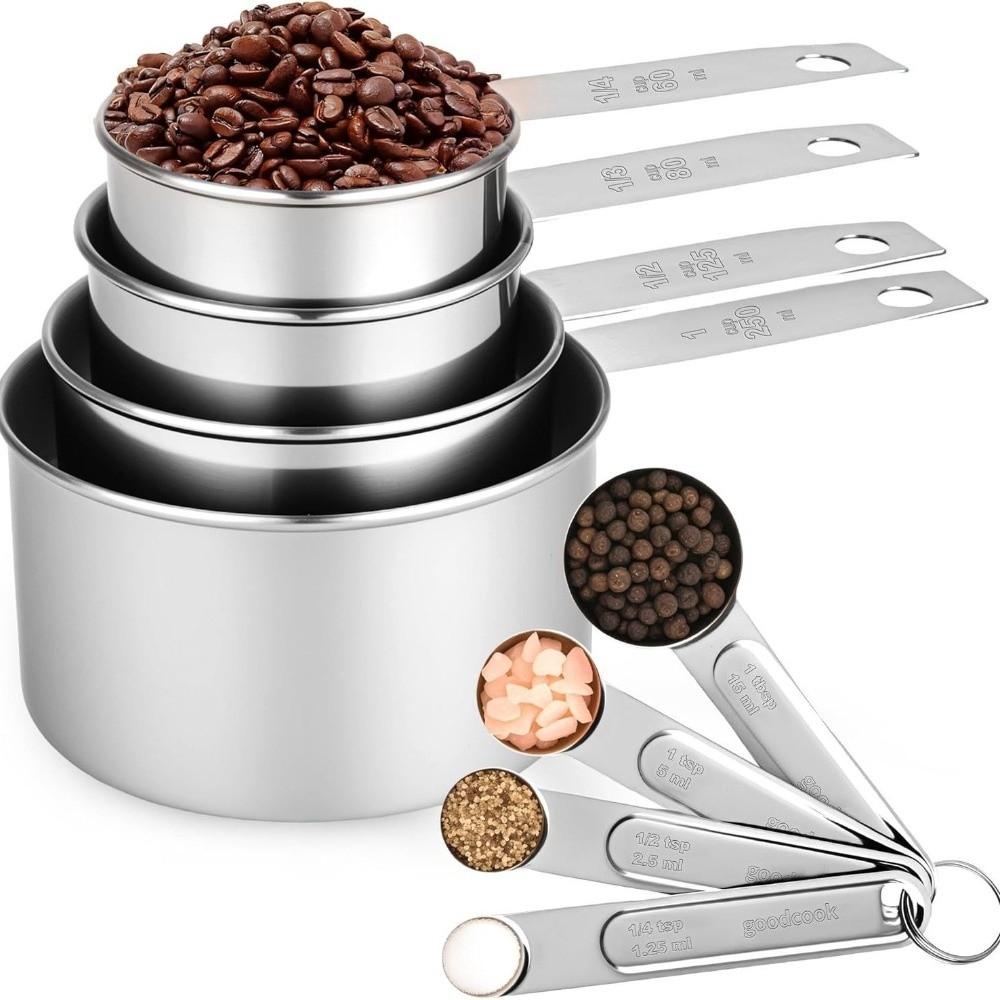 Engraved Mark Measuring Spoons Stainless Steel Baking Measure Scoop Measuring Cups Kitchen Prep