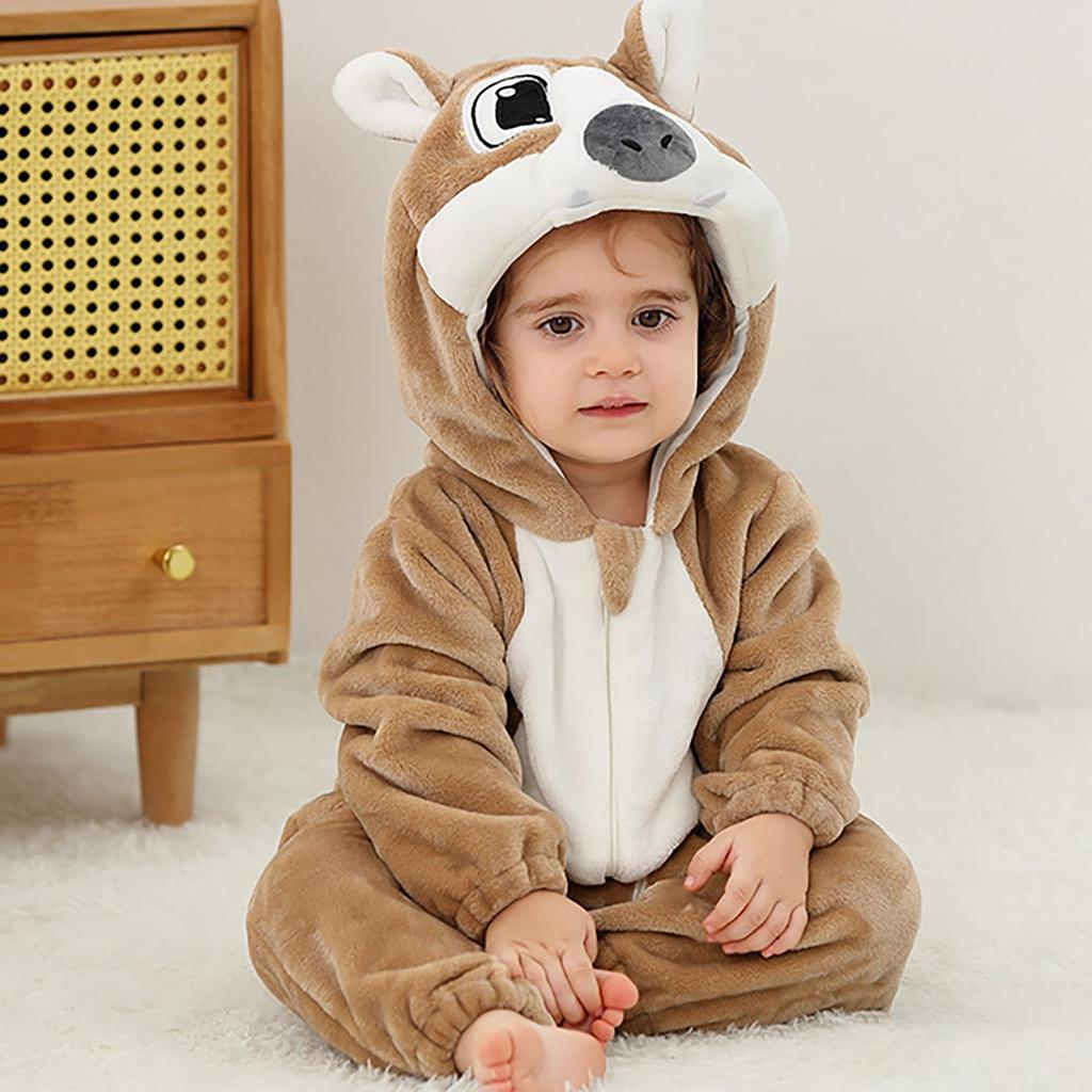 Осенне-зимняя фланелевая одежда для ползания, детские пижамы, детский фланелевый комбинезон с животными
