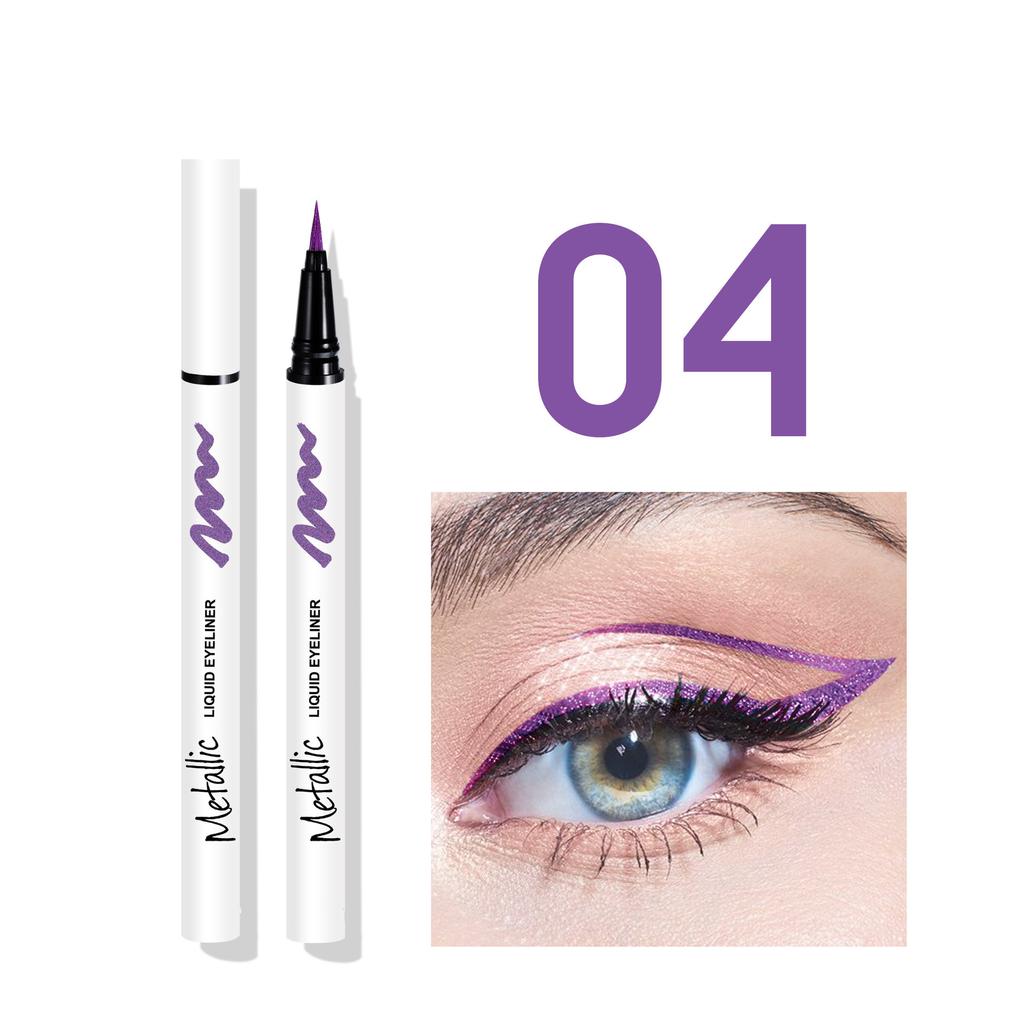 Small Silver Tube Eyeliner Black Dark Brown Berry Red Color Liquid Eyeliner Liquid Lying Silkworm Shadow Pen Suitable for Novice