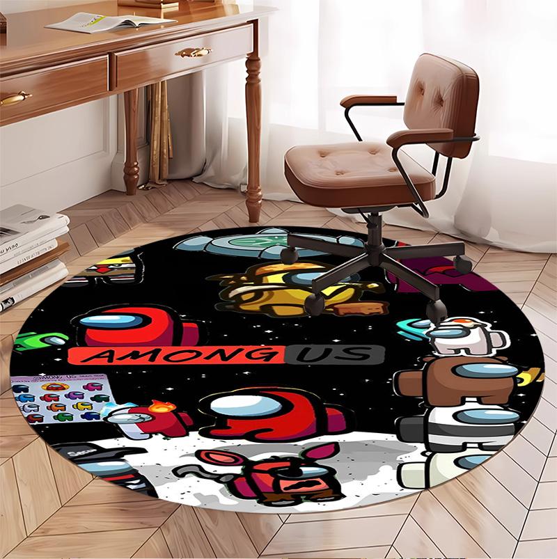 Among Us Pattern Round Rug, Indoor/Outdoor Mat, for Picnic, Gameroom, Bedroom, Office, Living Room, Home Decor Carpet, Birthday Gift