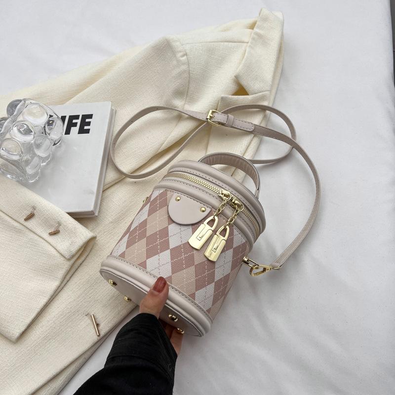 Сумка-цилиндр в форме ромба, женская переносная сумка-ведро, маленькая сумка, универсальная женская сумка через плечо, модная сумка Oblique Span